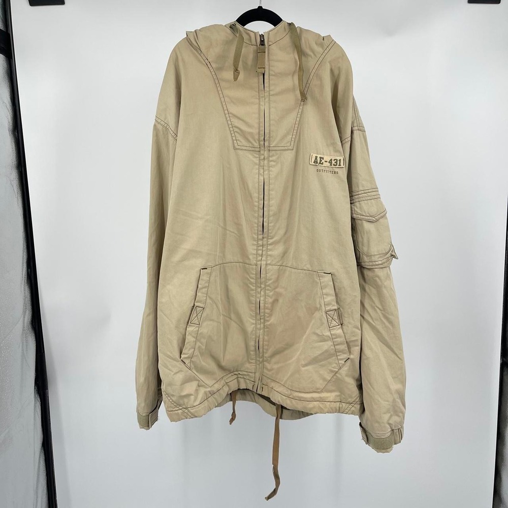 Vintage Y2K American Eagle Men's Jacket L Grunge Utility Military Hiking Hooded